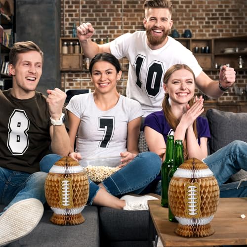 Fourluoo 6 Pcs Football Party Decorations Large Football Honeycomb Centerpieces 3D Ball Table Decor Sports Ball Paper Hone...