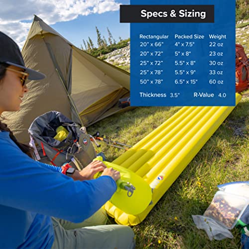 Big Agnes Divide - Lightweight, Compact, Air Chamber Sleeping Pad, Petite, Warm Olive