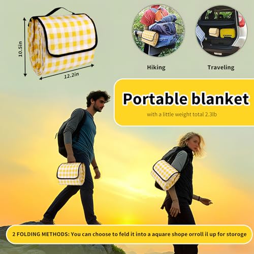 CUNCUI Picnic Outdoor Blankets, Extra Large 79x79in Beach Blanket, Thick 3-Layers Camping Waterproof Mat for Camp Hiking P...