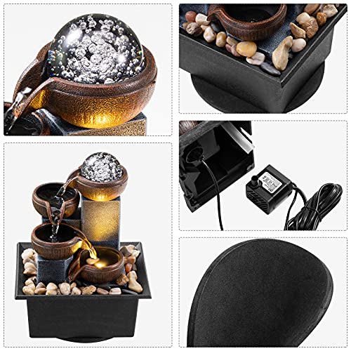 Tabletop Fountain 4 Level Tabletop Waterfall Indoor Meditation Fountain Office Home Relax Desktop Waterfall Includes Many ...