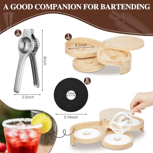 Yiyiring Bartending Supplies 3 Pcs Cocktail Shaker Set, 3 Tier Bar Rimmers 12 Bottle Pourer 2 Plastic Juice Pour Bottle, B...