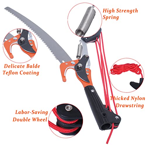 Extendable Pole Saw Head 14 Inch, High Carbon Steel Pruner with Ergonomic Grip, Professional Branch Trimmer for Tree Climb...