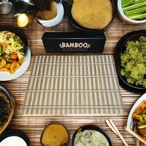 Bamboo Essentials Bamboo Placemats 4 Pack Heat-Resistant, Non-Slip Lightweight & Portable for Dining/Picnics Made for Any ...