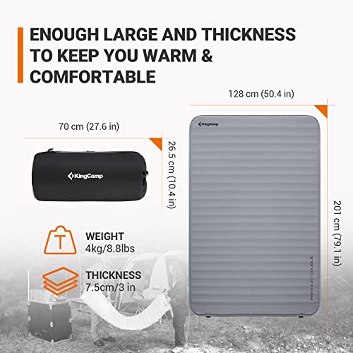 KingCamp Self Inflating Camping Pad, Ultra 6" Thick or Ideal 3" Thcik High R Value Air & Foam Camping Mattress, Full Size ...