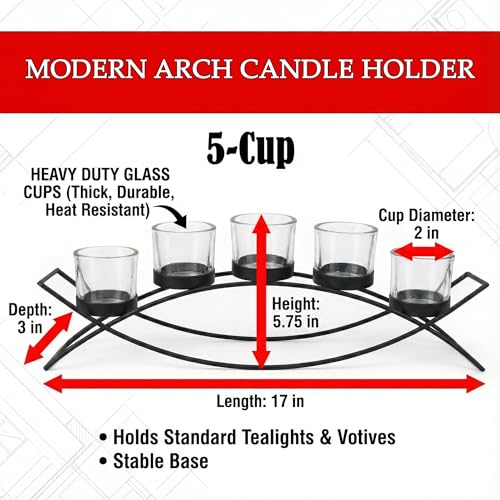 Seraphic Iron Arch Table Centerpiece Decorations Tealight Votive Candle Holder for Weddings, Patio, Kitchen, Dining Room, ...