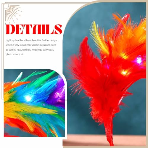 DRESBE Light Up 1920s Feather Fascinator Headband LED Cocktail Tea Party Hair Accessories for Women