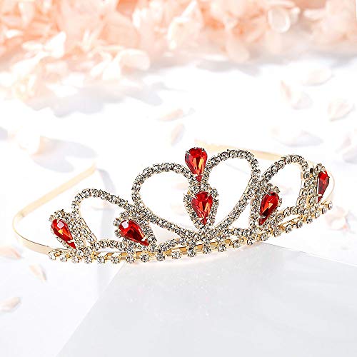 Lovelyshop Colorful Gems Gold Rhinestone Tiara for Little Kid Big Kid Prom Birthday Princess Crown