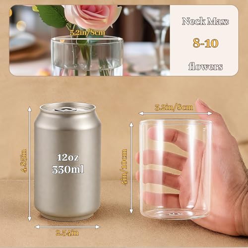 TBWIND 12pcs Small Glass Cylinder Vases for Centerpieces, 4 Inch Clear Flowers Vase for Wedding Decorations, Glass Hurrica...