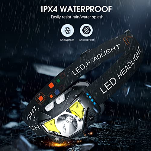 LHKNL Headlamp Flashlight, Lumen Ultra-Light Bright LED Rechargeable Headlight with White Red Light, 2-Pack Waterproof Mot...