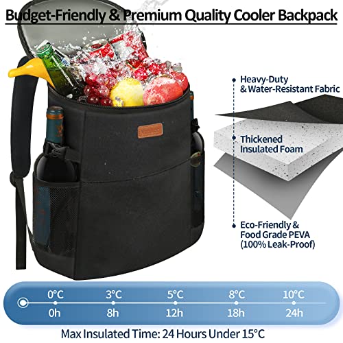 Camping Cooler Backpack 30 Cans, Soft Backpack Coolers Insulated Leak Proof Travel Cooler Bag Waterproof Lunch Picnic Beac...