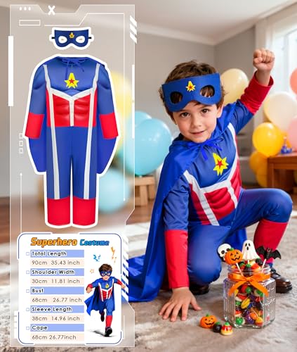 Teuevayl Boys Muscle Chest Dress up Costumes Trunk with Superhero, Construction Worker, Military Costume, Kids Pretend Rol...