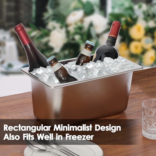 OwnMy 2PCS Ice Buckets for Parties, Stainless Steel Ice Bucket for Freezer, Metal Ice Cubes Bins Storage Container for Fre...