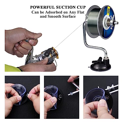 Fishing Line Winder Spooler Machine Spinning Reel Spool Spooling Station System with C-Clamp and Suction Cup Adjustable fo...