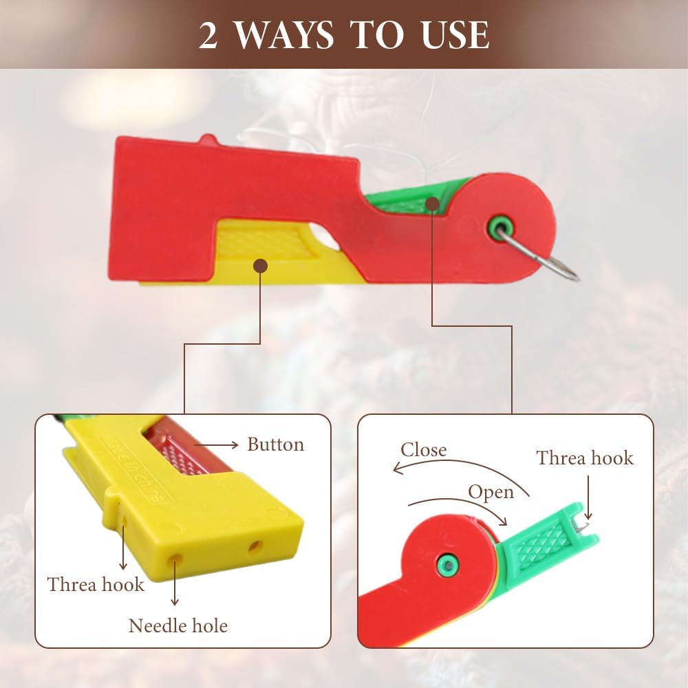 Automatic Needle Threader,2024 New Plastic Needle Threaders,Used to Quickly Thread The Thread Into The Needle Hole, Suitable for The Elderly and Those Who Like to Do Needlework(Random Color) (3 PCS)
