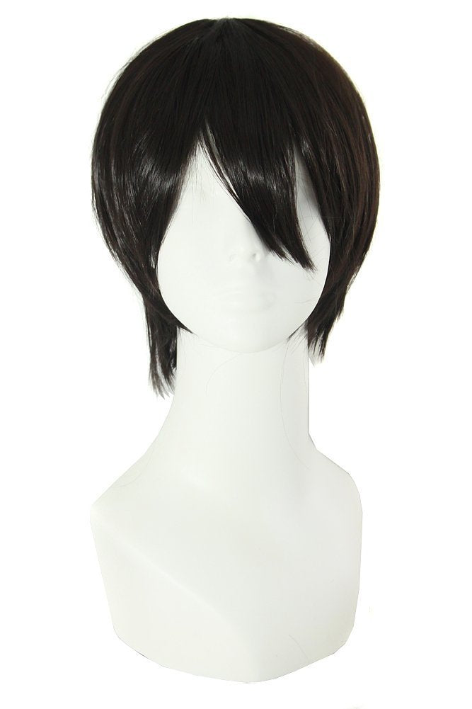 MapofBeauty 12 Inch/30 cm Men Women Short Straight Side Bangs Cosplay Costume Wig (Bright Blue)