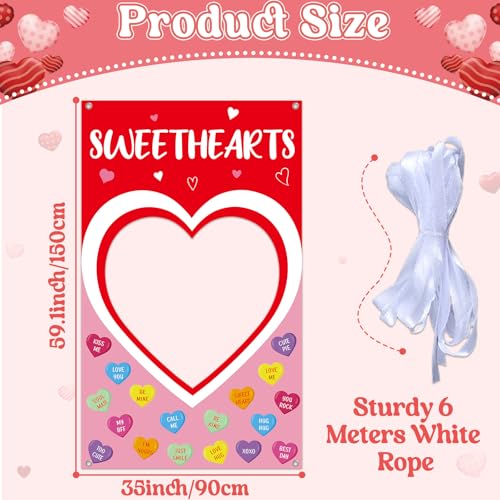 Valentine's Day Candy Heart Photo Prop Selfie Frame Valentine's Day Party Decoration Sweet Candy Conversation Hearts Hangi...