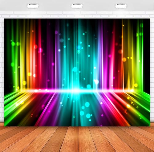 Withu Colorful Neon Lights Glow Party Backdrop Crazy Music Disco Dance Hip Hop Prom Birthday Party Supplies Banner Let's G...