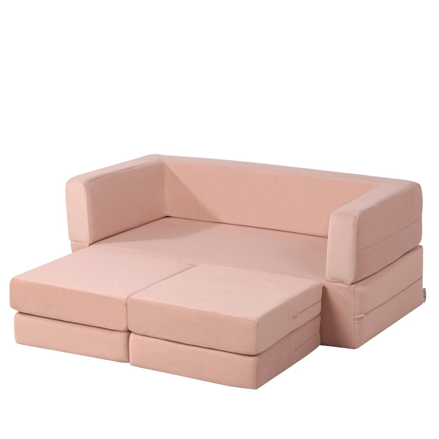 Getifun Modular Kids Sofa, Foam Toddler Couch, Convertible Plush Kids Play Couch (Pink)
