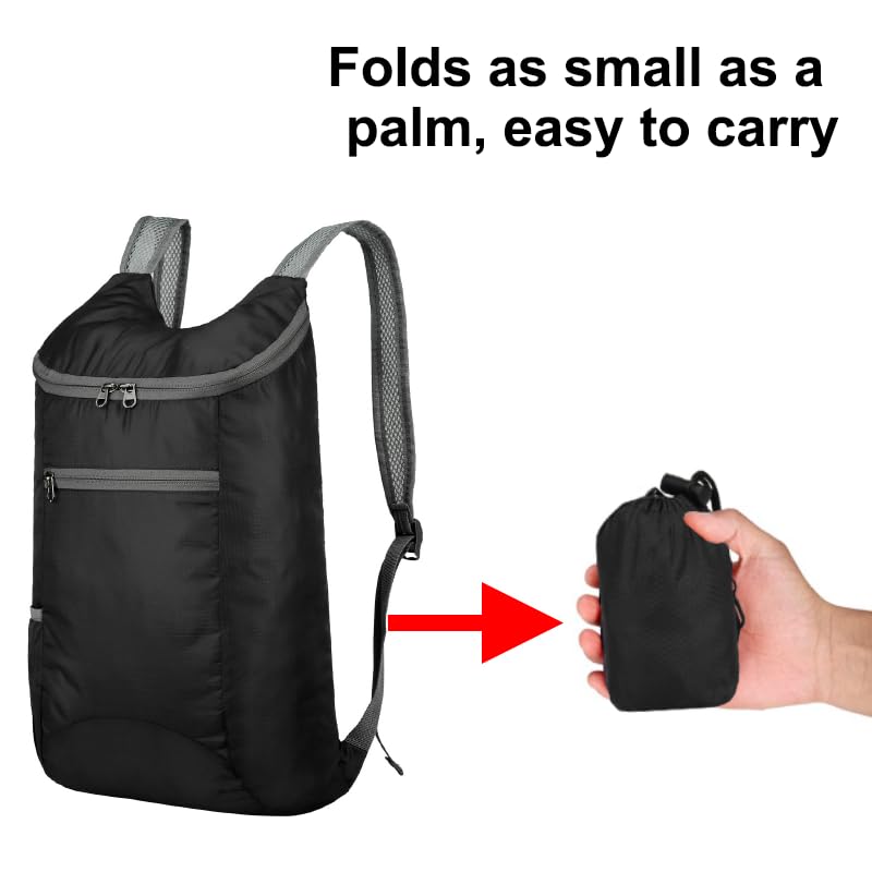 Packable Backpack for Men Women, 15L Waterproof Foldable Hiking Backpack with Breathable Shoulder Strap, Lightweight Outdo...