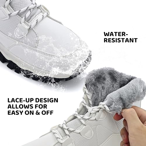 Umerigo Snow Boots Women Mid-Calf Warm Waterproof Anti-Slip Ankle Boots Winter Lace-up Booties Deep Tread Rubber Sole Faux...