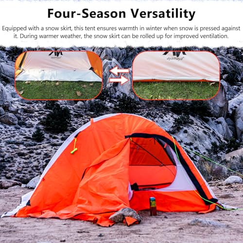 HIKERBRO Winter Camping Tent - Lightweight & Waterproof Backpacking Tent, 2 Person 4 Season Tent for Snow and Cold Weathe...