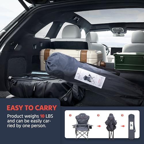 OUTSIDER Folding Camping Chair Heavy Duty Folding Chair 400lbs Oversized Outdoor Chairs with Cup Holder, Cooler Bag, Stora...