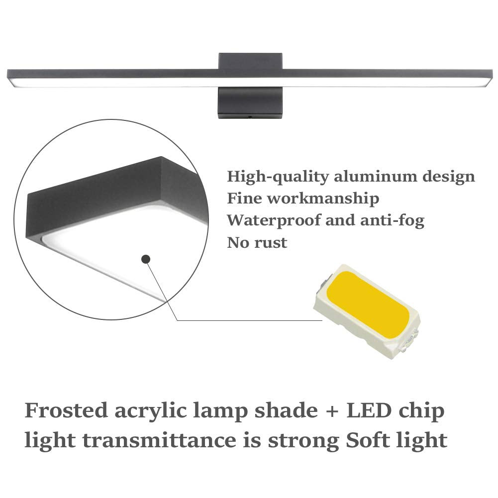 Ralbay 31.5inch Dimmable Modern LED Black Vanity Light 28W Frosted Aluminum for Bathroom Vanity Lighting Fixtures Cool White 6000K