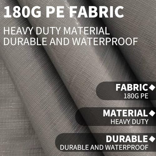 Rutile 10 x 20 FT Carport Replacement Cover, Heavy Duty Car Tarp Canopy Tent Replacement Top w/Ball Bungees Gray (Only Top...