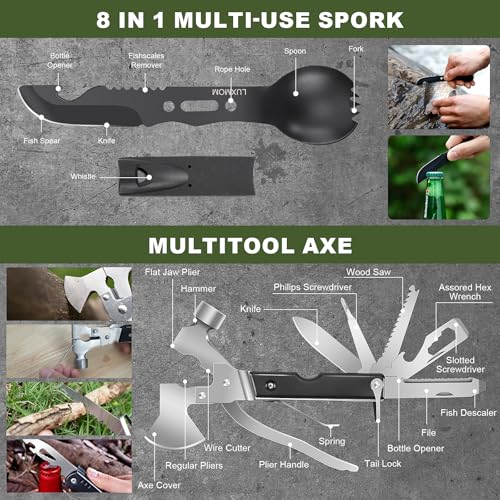 Gifts for Men Christmas Dad, Survival Kit, 150 PCS Survival Gear and Supplies Equipment with Trauma Bag, Molle Pouch Emerg...