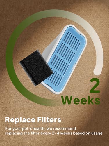 Voluas Replacement Cat Water Fountain Filters, 6 Filters and 6 Pre-Filter Sponges for 108oz/3.2L Stainless Steel Pet Water...