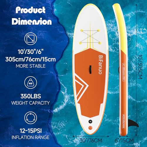 Bifanuo Inflatable Stand Up Paddle Board with SUP Accessories and Backpack