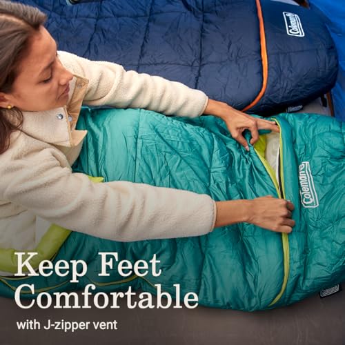Coleman Big Bay 0/20/40°F Cold-Weather Sleeping Bag, Adult Mummy Sleeping Bag with Headrest, Foot Ventilation, & Storage S...