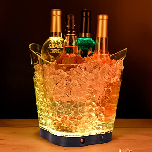 LED Ice Bucket - Portable Colorful Gradient Ice Bucket 6 Liter,Great for Home Bar, Chilling Beer, Champagne and Wine (Four...