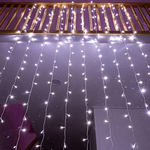 AWQ 300 LED 6.6ft x 9.8ft Curtain String Light Window Fairy Lights 4 Music 11 Lighting Modes with Remote Control for Chris...