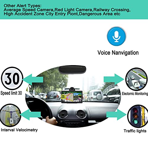 GPS Navigation for Car, 2025 Map 7 inch Touch Screen Car GPS, Voice Turn Direction Guidance, Support Speed and Red Light W...