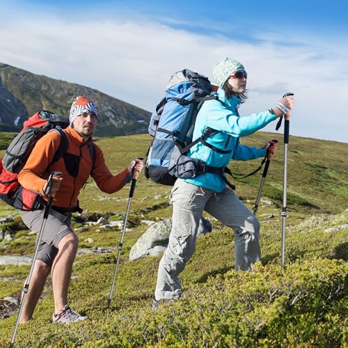 TOBTOS Telescoping Trekking Poles 2 Pack - Adjustable Hiking Sticks & Walking Sticks, 7075 Aluminum with Cork Grips & EVA ...