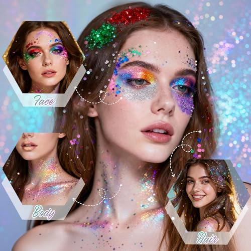 PASNOWFU Purple Body Glitter Stick, Mermaid Style Face Glitter for Women and Girls, Gel Texture Mermaid Costume Accessorie...