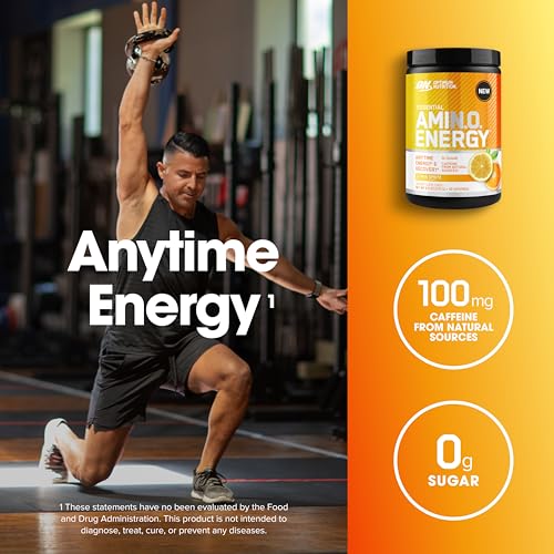 Optimum Nutrition Amino Energy Powder – Energy & Focus Pre Workout with Amino Acids, BCAA, Green Tea Caffeine & Coffee, Mu...