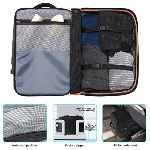 TANGCORLE 50L Carry on Travel Backpack, Expandable Airline Approved Backpacks with 3 Packing Cubes Fit 17.3 inch Laptop Su...