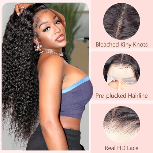 SODLIS 5x5 HD Lace Closure Wigs Wear And Go Glueless Wigs Pre Plucked With Baby Hair Ready to Go Deep Wave Lace Front Wigs for Women (Black, 24 Inch, Curly)