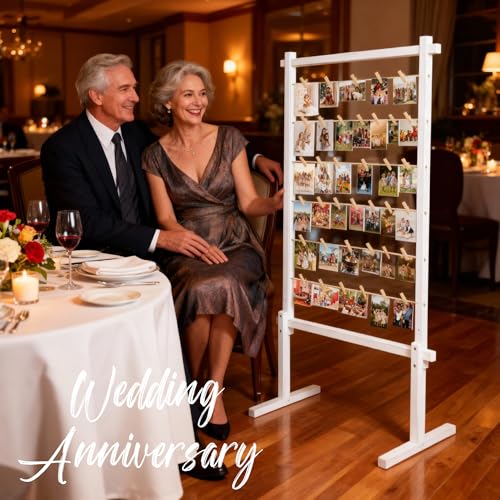 Collage Picture Frame,Photo Display Board with Clips,Wood Pictures Photos Frames With Stand for Wedding Graduation Party B...