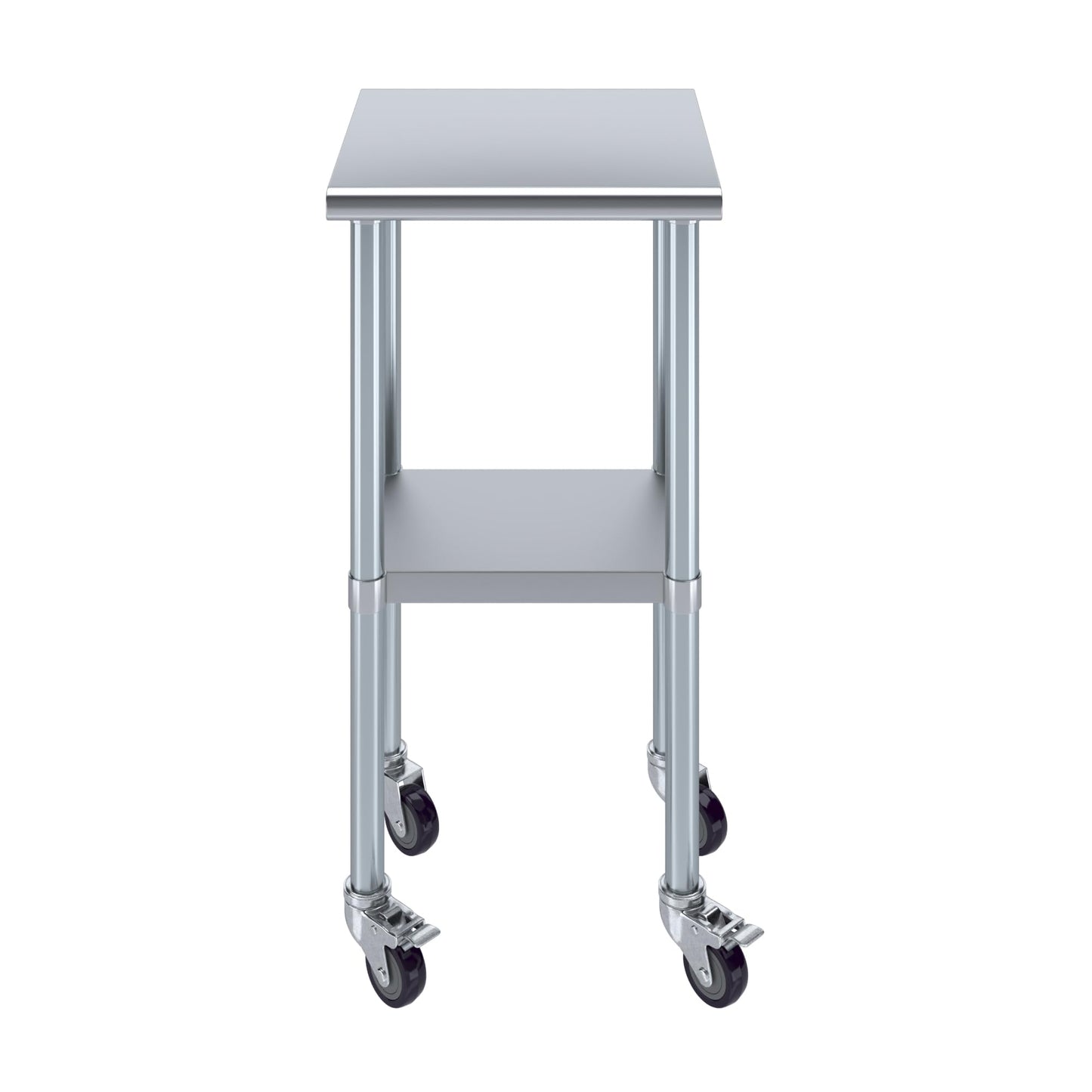 AmGood 18 in. x 18 in. Stainless Steel Work Table with Wheels | Metal Kitchen Food Prep Table | NSF