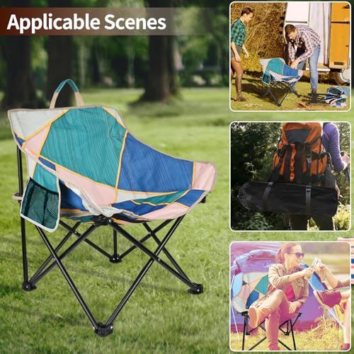 2 Pack Camping Chair for Adults, Portable Folding Sofa Chair, Easy Set Up Patio Chair Lawn Padded Seat Camping Stool Chair...