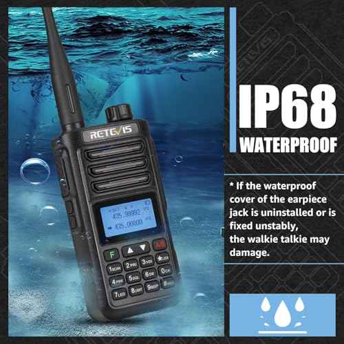 Retevis RA89 Ham Radio, Dual Band Handheld Radio, IP68 Waterproof Two Way Radio, 2500mAh USB-C Rechargeable, Chirp, Flashlight, Long Range Walkie Talkies for Hunting, Emergency Rescue, Survival