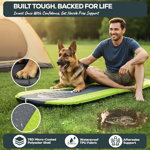 Gear Doctors Oxylus 4.3R-Value Insulated Foam Self Inflating Sleeping Pad Camping—Sleeping Pad Backpacking Air Mattress—Ca...