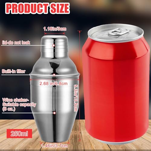 Nitial 9 Pcs Bar Cocktail Shaker Professional Stainless Steel Martini Drink Mixer Built-in Strainer for Bartending No Leak...
