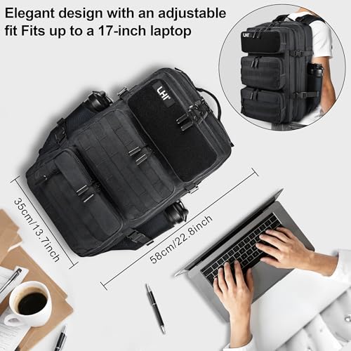 LHI Tactical Military Backpack for Men and Women 25L/35L Army Assault Pack Bag Small Rucksack with Bottle Holder