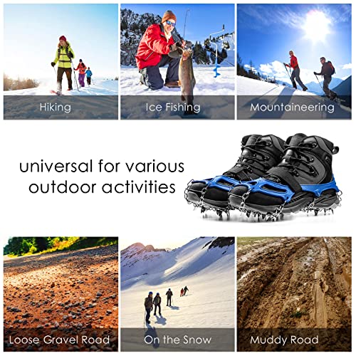 Crampons Ice Cleats Traction Snow Grips for Boots Shoes Women Men Anti Slip 19 Stainless Steel Spikes Safe Protect for Hik...