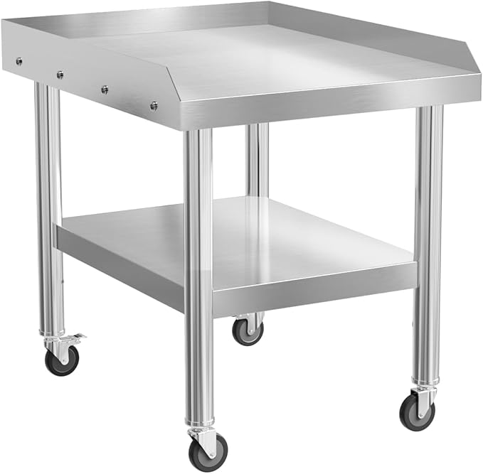 ROVSUN 24" L x 30" W x 26" H Stainless Steel Equipment Stand with Wheels, NSF Commercial Prep & Work Table, Grill Stand Table with Adjustable Undershelf for Hotel, Home,Restaurant Kitchen, Workplace