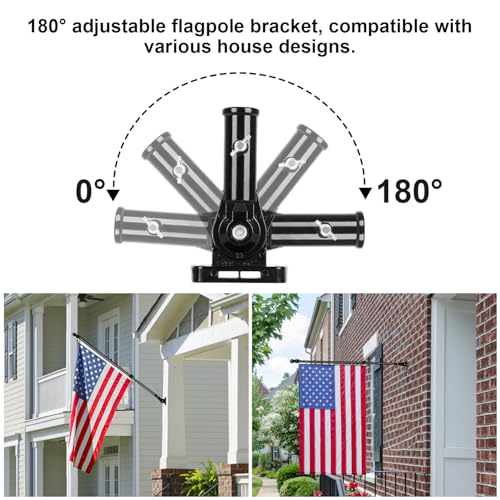 Msnaile 6FT Carbon Fiber Flag Pole, Flagpole for Outside House, Porch Flagpoles, Tangle Free Black Flag Pole Kit, Wind-Res...